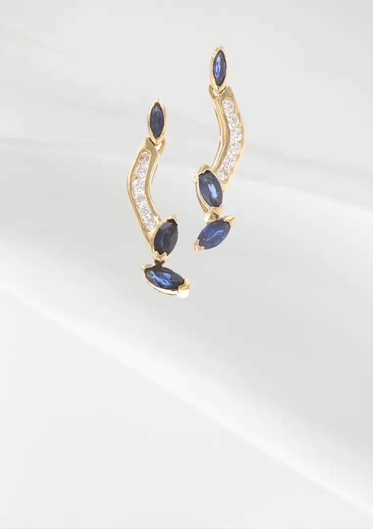 Aretes de oro con zafiro