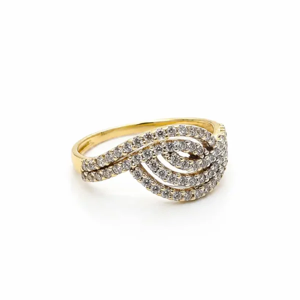 Anillo de oro para mujer 18k diseño solitario con 1 piedras transparentes