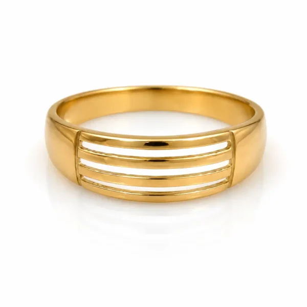 Anillo de oro para mujer 18k diseño calado líneas