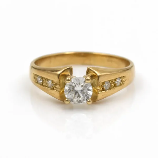 Anillo de oro para mujer 18k diseño solitario con 5 circones transparentes