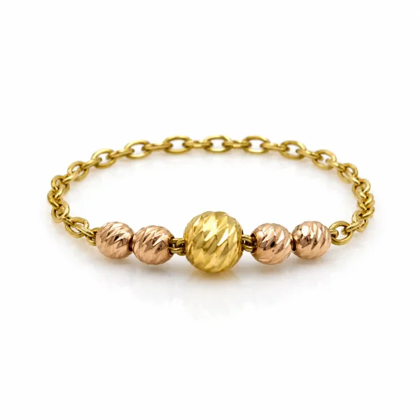 Anillo de oro para mujer 18k diseño articulado con esferas diamantadas