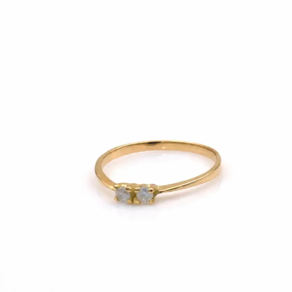 Anillo de oro para mujer 18k diseño clásico con 2 circones transparentes