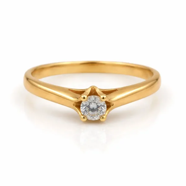 Anillo de oro para mujer 18k diseño solitario con 1 circón transparente