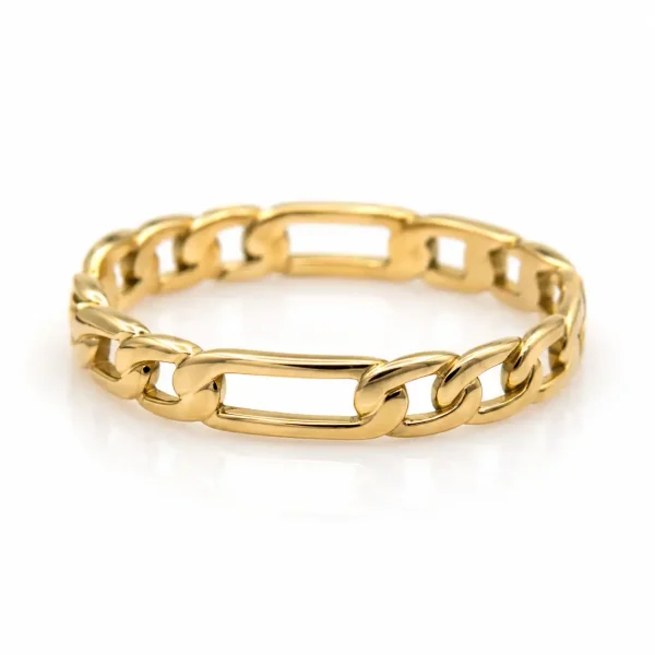 Anillo de oro para mujer 18k diseño calado eslabonado