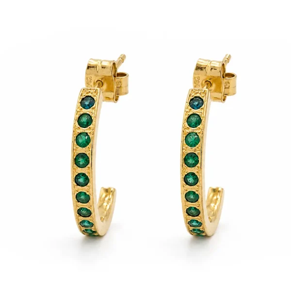 Aretes de oro para mujer 18k diseño Topos Colgante con piedras verdes seguro mariposa