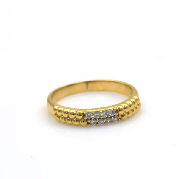Anillo de oro para mujer 18k diseño cintillo doble con 8 circones transparentes